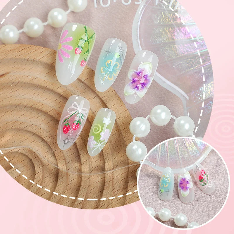 Press-On Nails Floral Acrylic Adhesive Backing