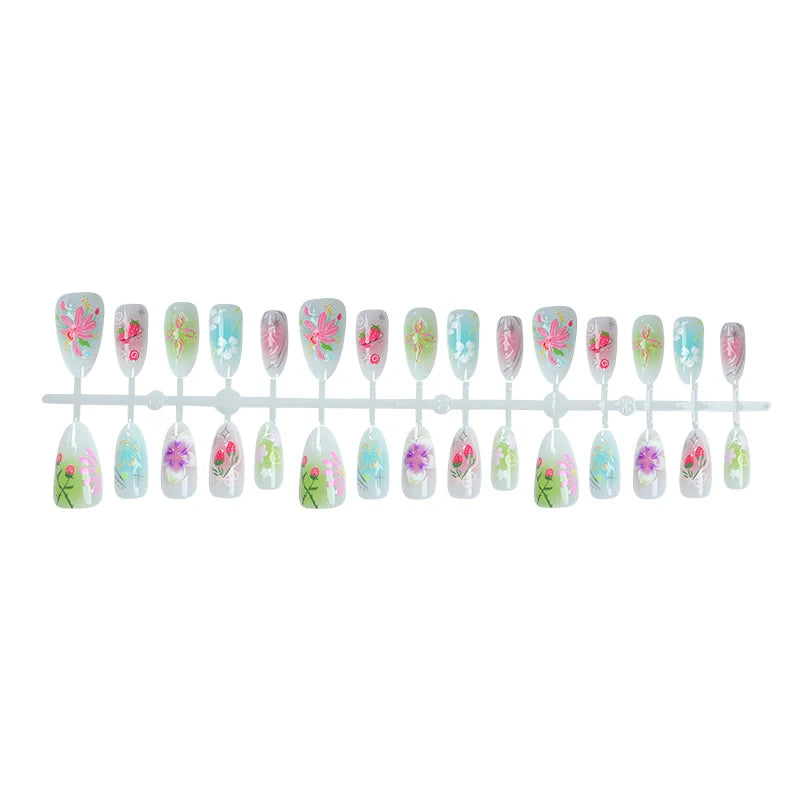 Press-On Nails Floral Acrylic Adhesive Backing