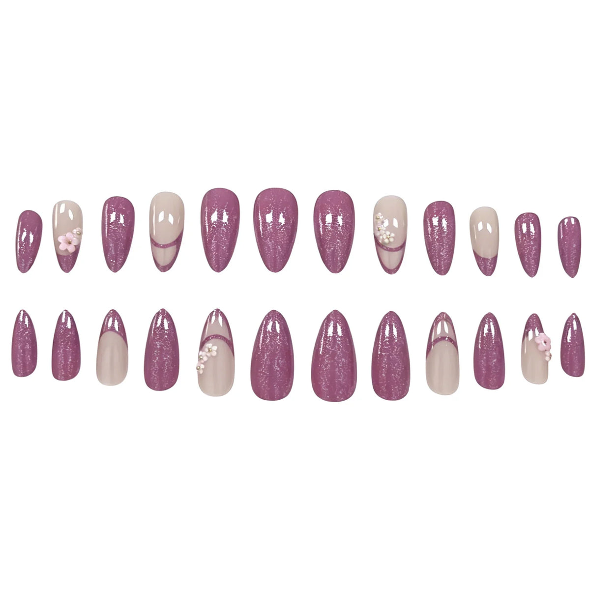 Press-On Nails Floral Acrylic Comfort Fit Set of 24