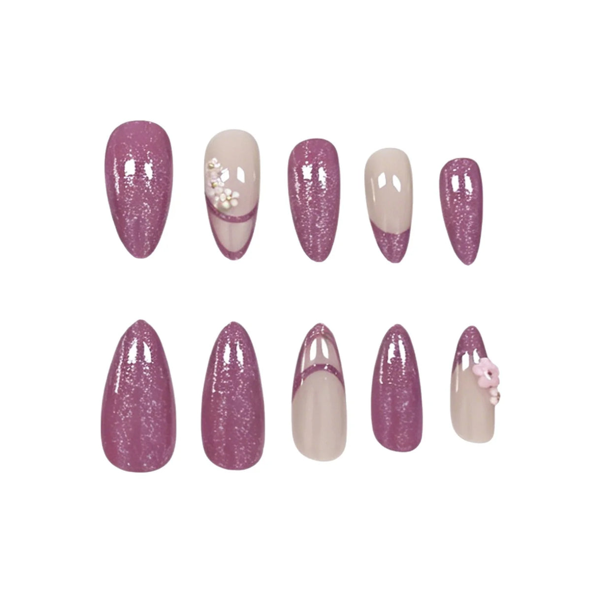 Press-On Nails Floral Acrylic Comfort Fit Set of 24