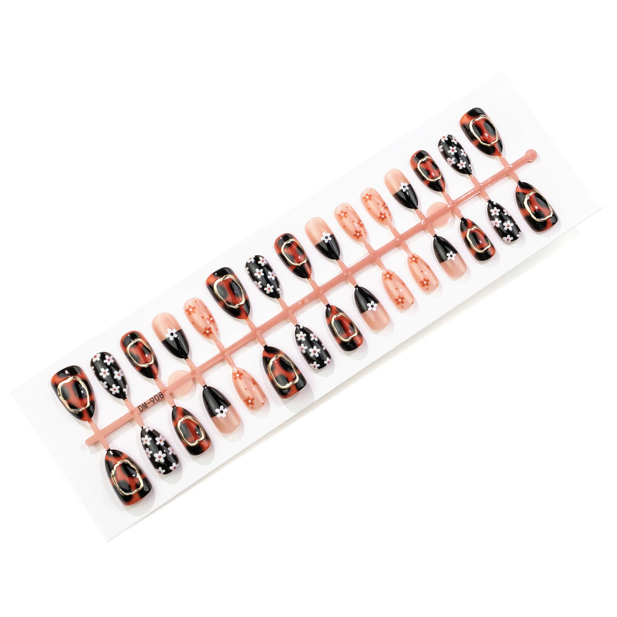 Press-On Nails Floral Acrylic Gloss Finish