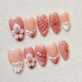 Press-On Nails Floral Acrylic Long-Lasting