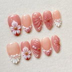 Press-On Nails Floral Acrylic Long-Lasting