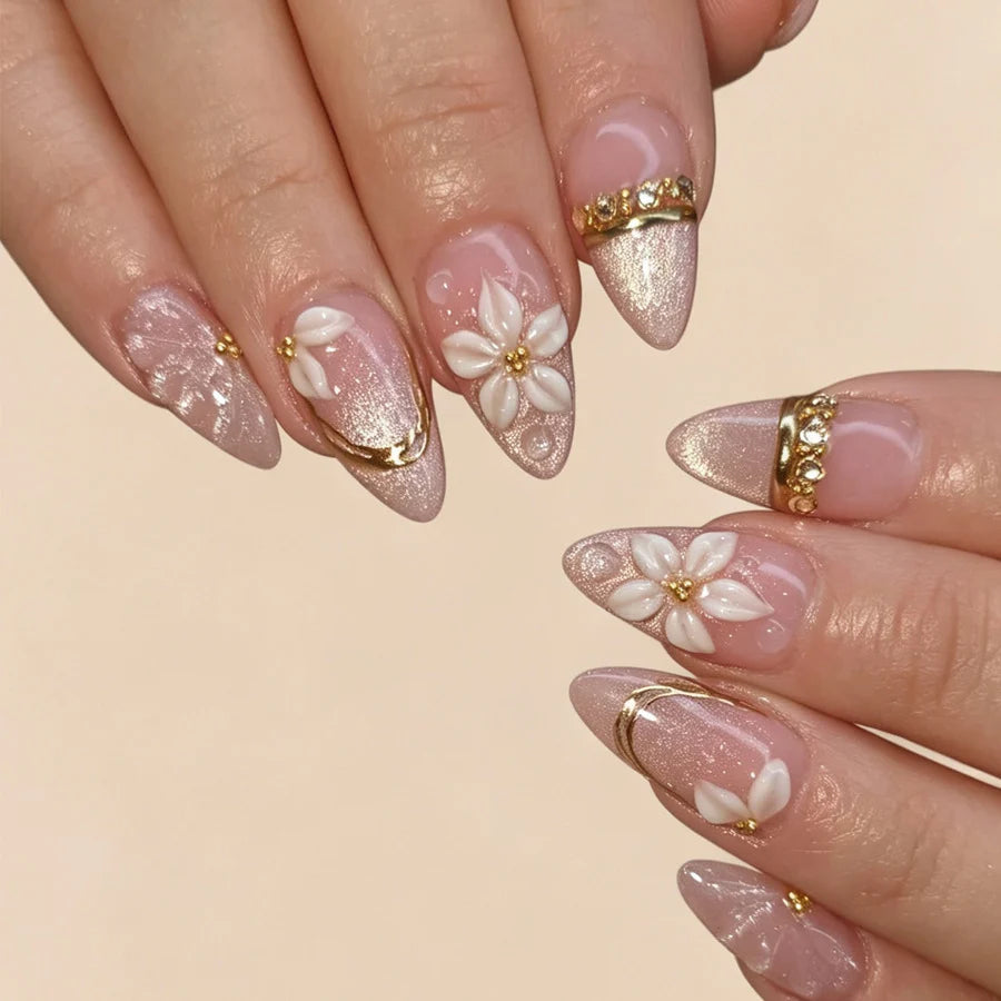 Press-On Nails Floral Acrylic Multiple Sizes