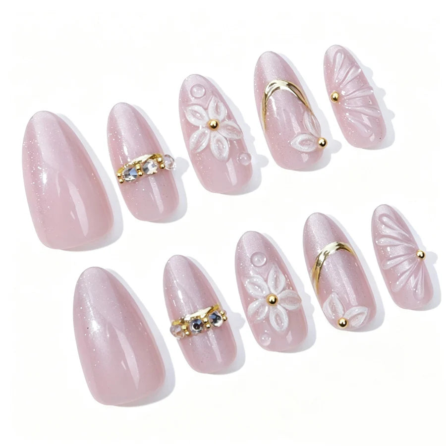 Press-On Nails Floral Acrylic Multiple Sizes