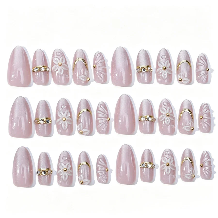 Press-On Nails Floral Acrylic Multiple Sizes