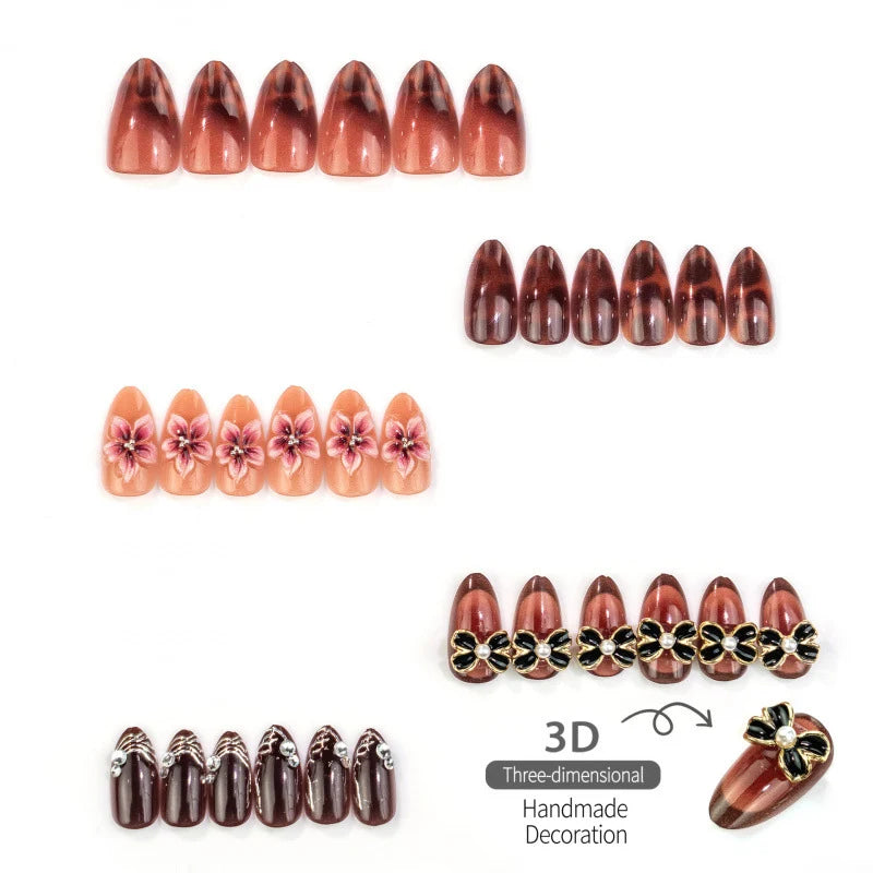 Press-On Nails Floral Acrylic Reusable