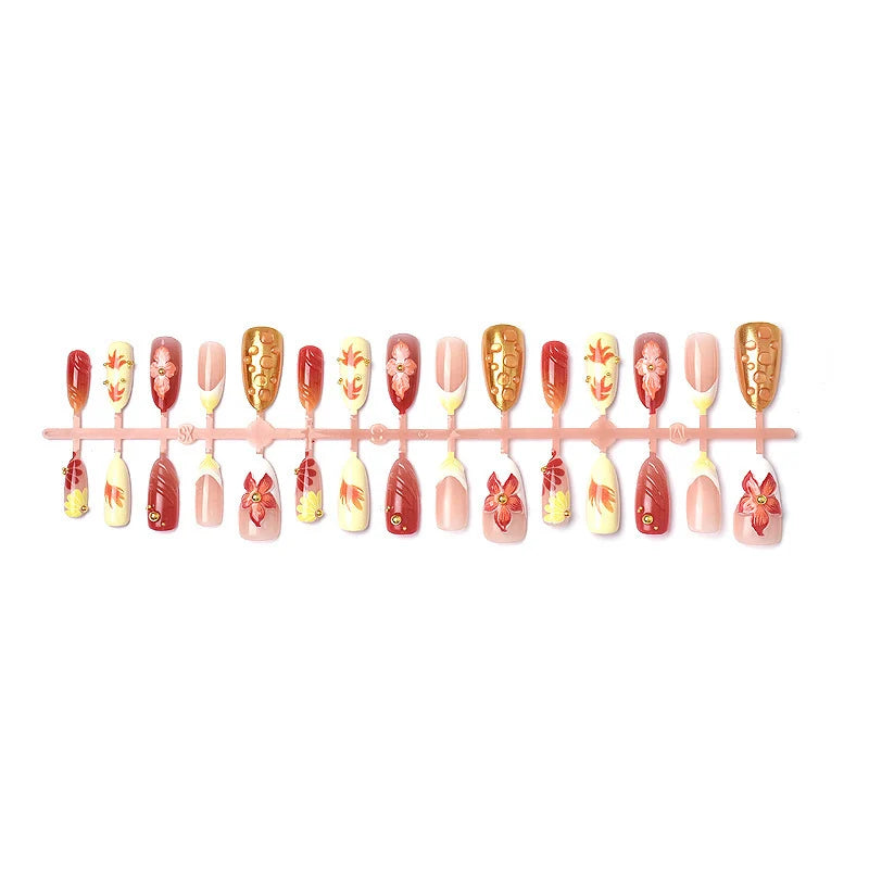 Press-On Nails Floral Acrylic Reusable