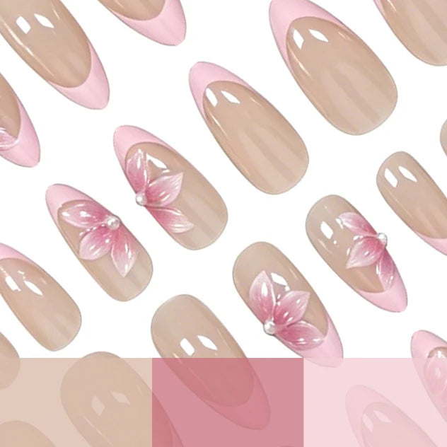Press-On Nails Floral Acrylic Set of 24