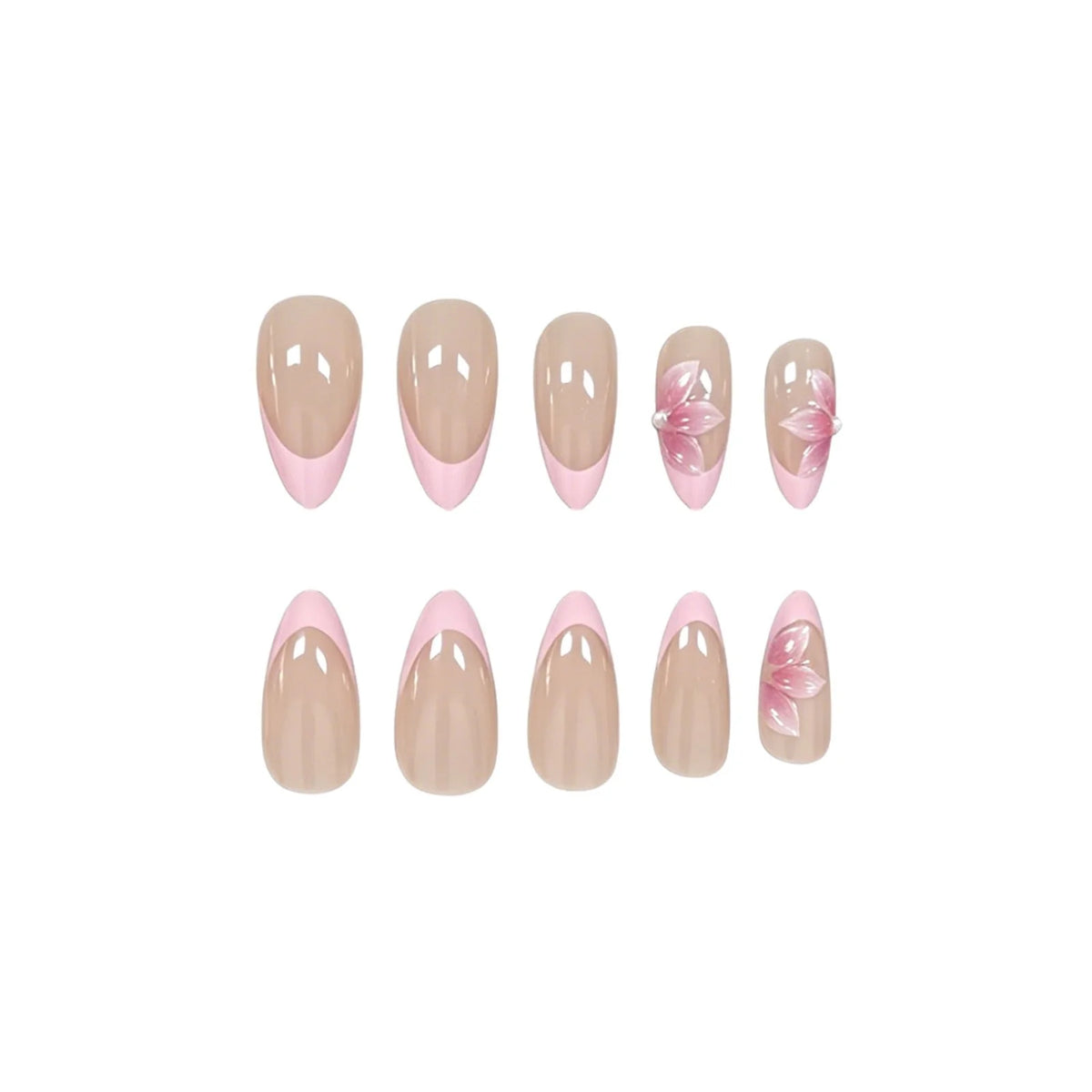 Press-On Nails Floral Acrylic Set of 24