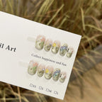 Press-On Nails Floral Adhesive-Backed Reusable