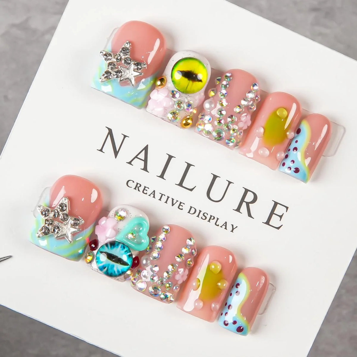 Press-On Nails Floral Adhesive Backing Reusable