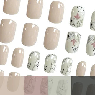 Press-On Nails Floral Art Easy Apply Multiple Sizes