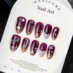 Press-On Nails Floral Artwork Acrylic Peel & Stick