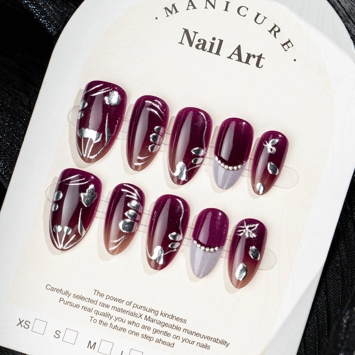Press-On Nails Floral Artwork Acrylic Peel & Stick