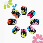 Press-On Nails Floral Black Chip-Resistant & Easy Application