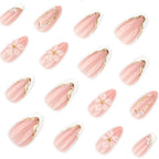 Press-On Nails Floral Blue & Gold Long-Lasting