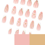 Press-On Nails Floral Blue & Gold Long-Lasting