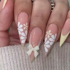 Press-On Nails Floral Bow Design Glue-On & Jelly Options