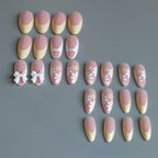 Press-On Nails Floral Bow Design Glue-On & Jelly Options