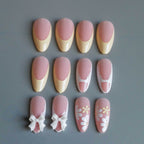Press-On Nails Floral Bow Design Glue-On & Jelly Options