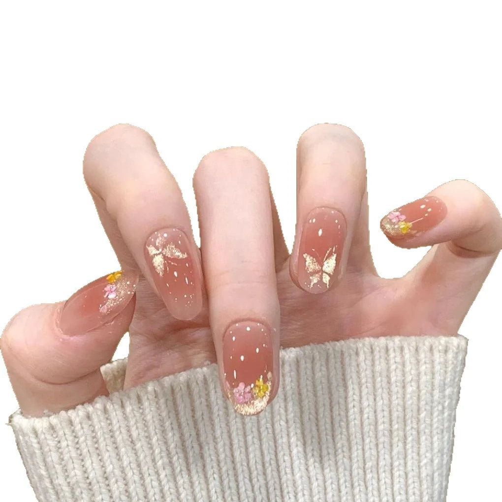 Press-On Nails Floral Butterfly Easy Application