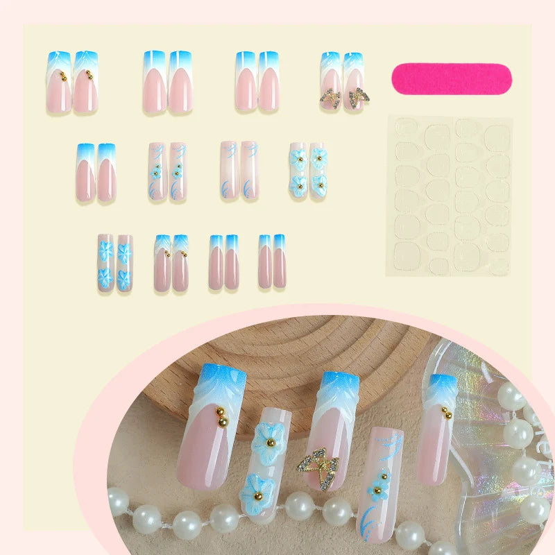Press-On Nails Floral & Butterfly Reusable Adhesive Tabs