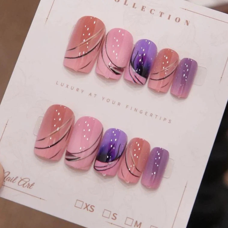 Press-On Nails Floral Design 24-Piece Comfort Fit