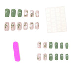 Press-On Nails Floral Design 24-Piece Easy Application