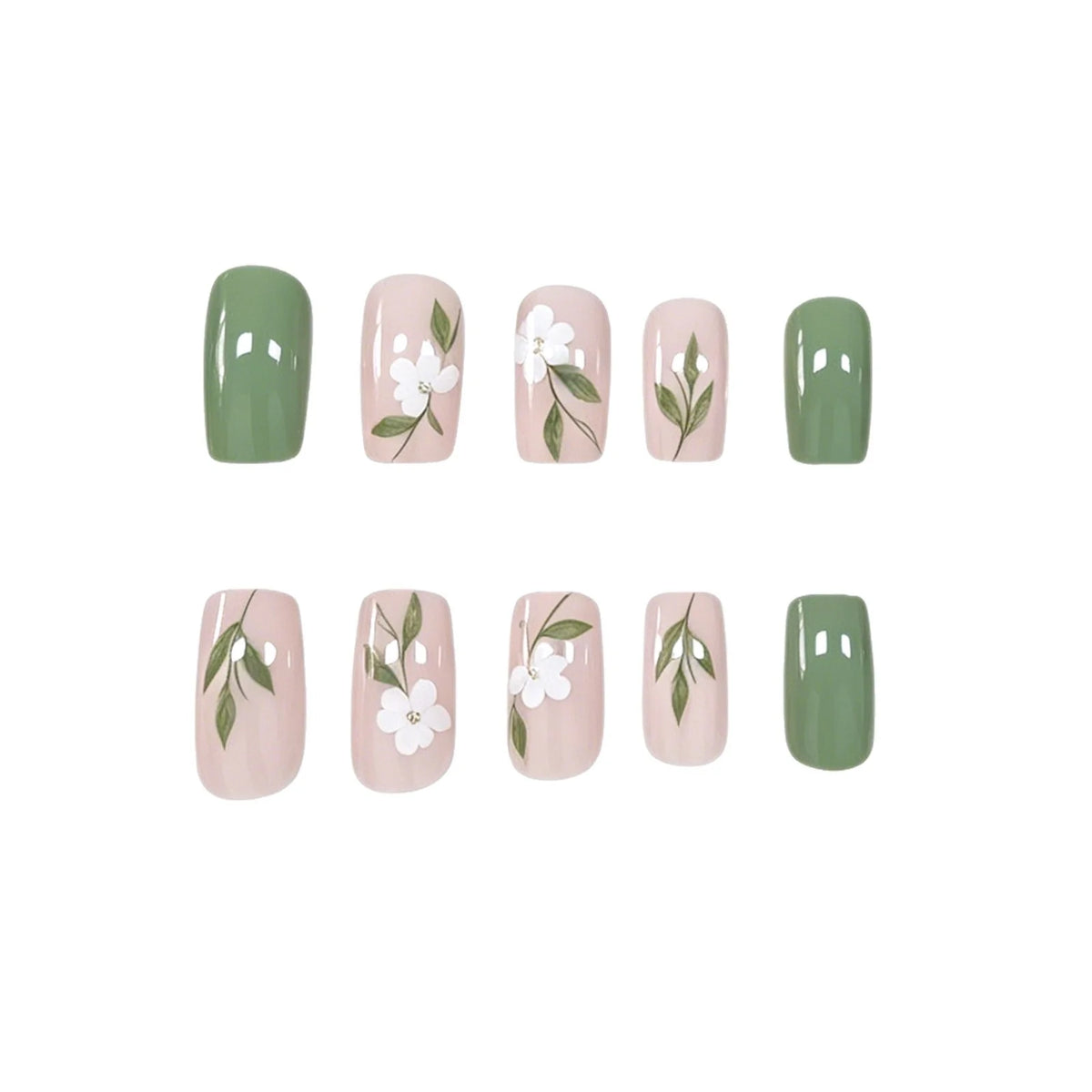 Press-On Nails Floral Design 24-Piece Easy Application