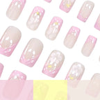 Press-On Nails Floral Design 24-Piece Easy Application & Non-Toxic