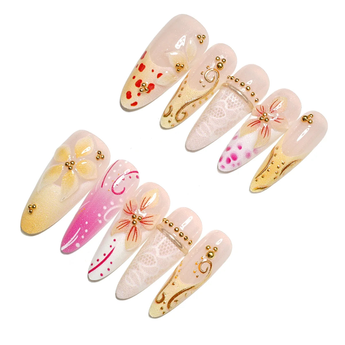 Press-On Nails Floral Design 30-Piece