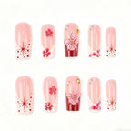 Press-On Nails Floral Design Adhesive Backing
