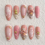 Press-On Nails Floral Design Adhesive Chip-Resistant