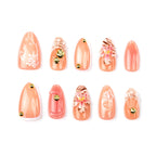 Press-On Nails Floral Design Adhesive Chip-Resistant