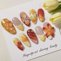 Press-On Nails Floral Design & Adhesive Included