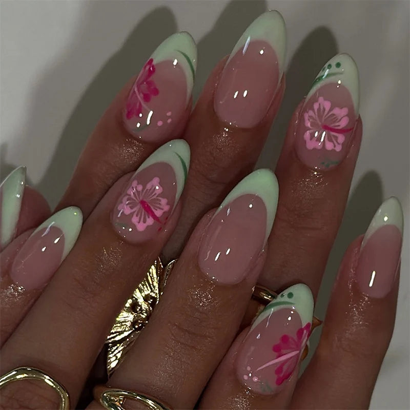 Press-On Nails Floral Design Adhesive Kit Comfortable Fit