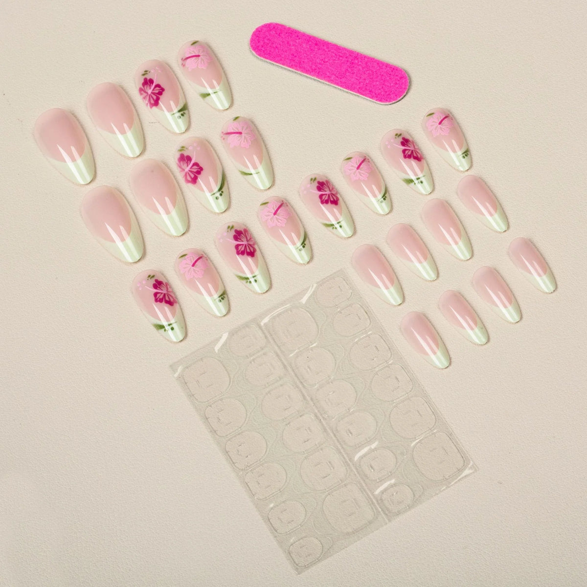 Press-On Nails Floral Design Adhesive Kit Comfortable Fit