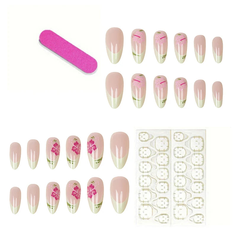 Press-On Nails Floral Design Adhesive Kit Comfortable Fit