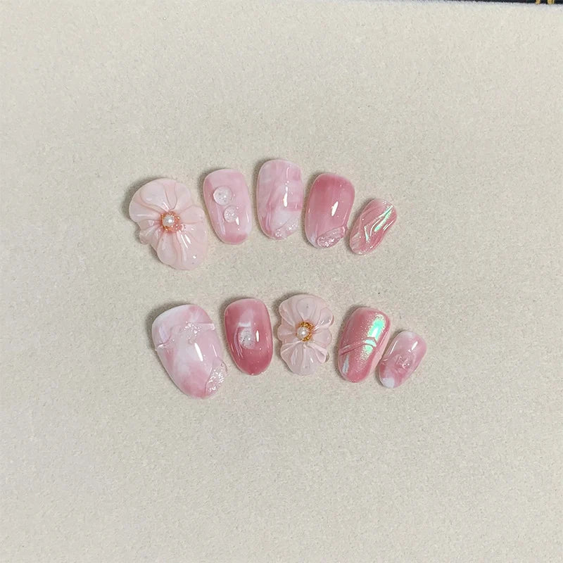 Press-On Nails Floral Design Adhesive Tabs
