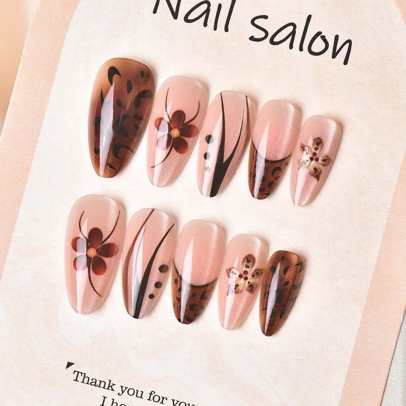 Press-On Nails Floral Design Adhesive Tabs Comfortable Fit
