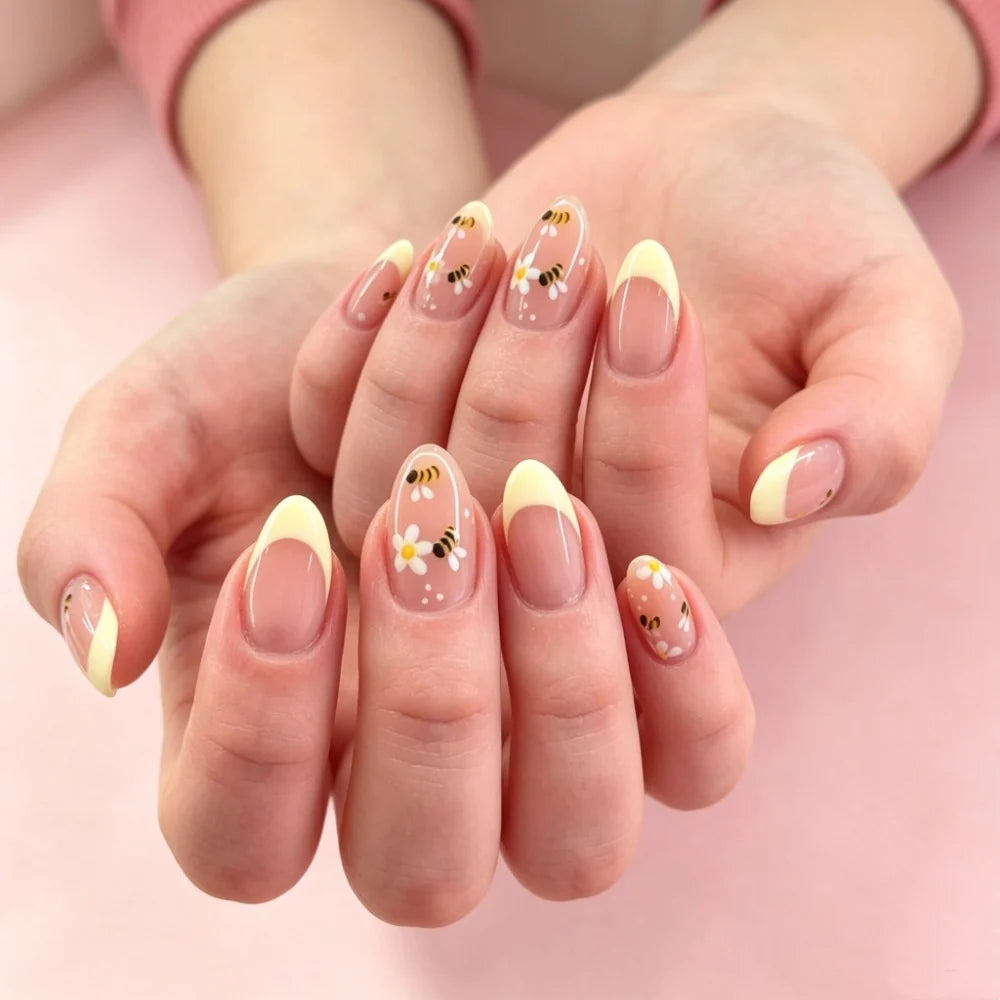 Press-On Nails Floral Design Comfort Fit & Long-Lasting