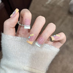 Press-On Nails Floral Design & Crystal Accents Peel-And-Press