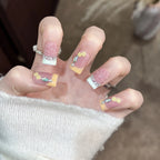 Press-On Nails Floral Design & Crystal Accents Peel-And-Press