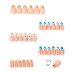Press-On Nails Floral Design Dark Blue Comfortable Fit