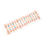 Press-On Nails Floral Design Dark Blue Comfortable Fit