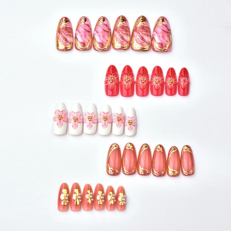 Press-On Nails Floral Design Durable & Easy Application