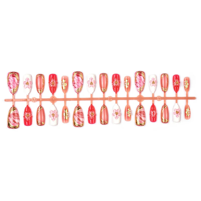 Press-On Nails Floral Design Durable & Easy Application