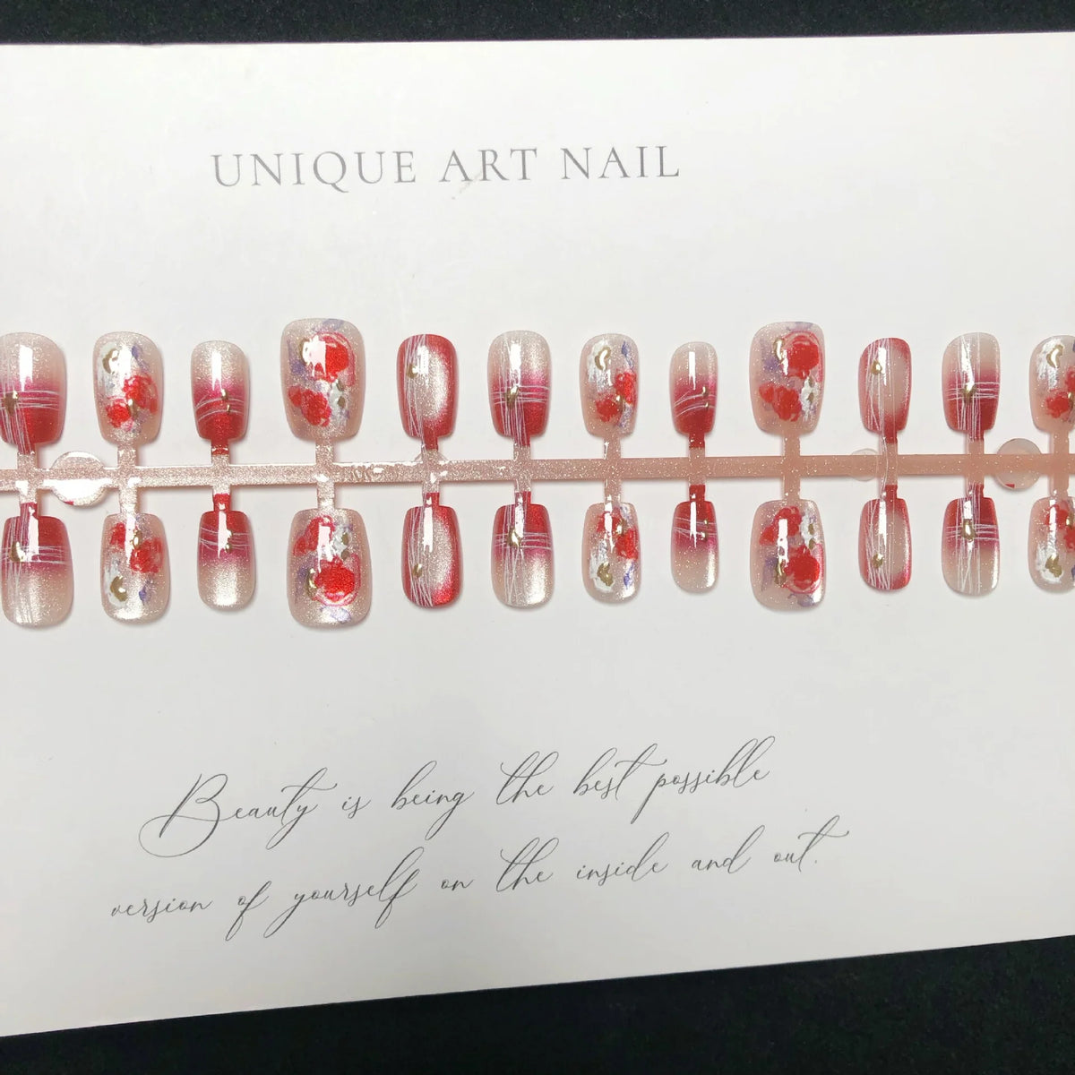 Press-On Nails Floral Design Durable Multiple Sizes