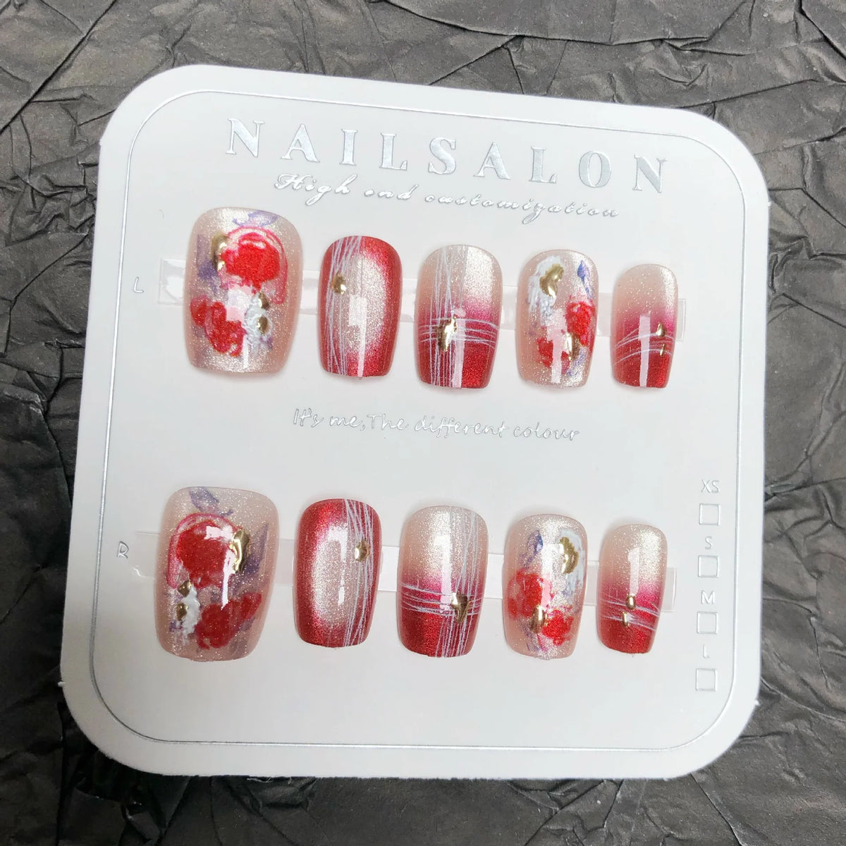 Press-On Nails Floral Design Durable Multiple Sizes
